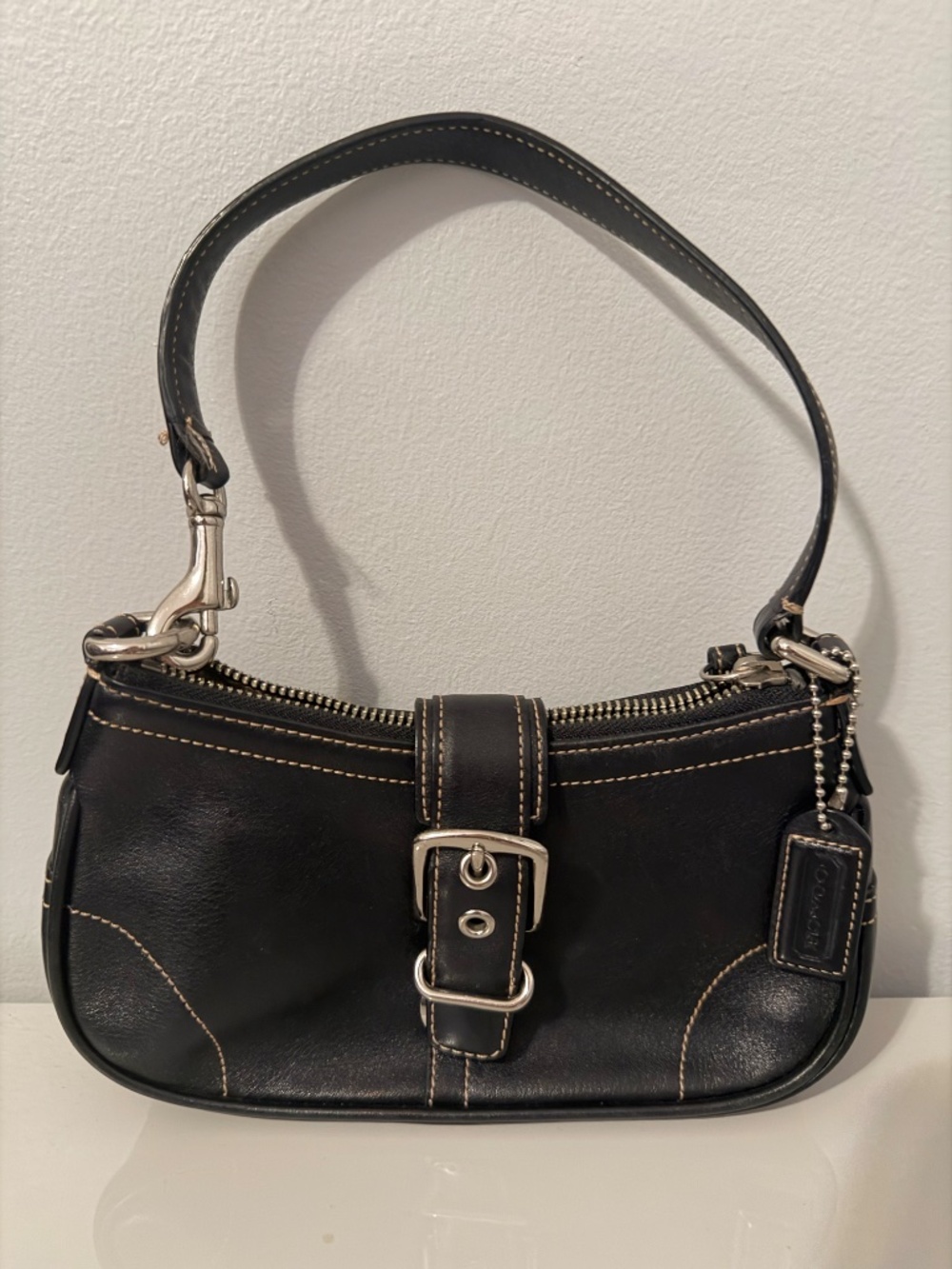 COACH Hampton Black Leather with Buckle Mini Bag - Picture 7 of 9
